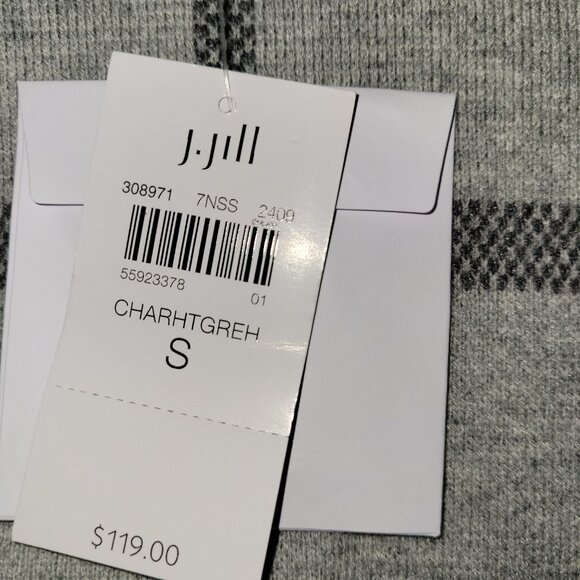 NWT J. Jill Wearever Windowpane Sweater Jacket Gray W/White Knit Women's Size S - Picture 11 of 14